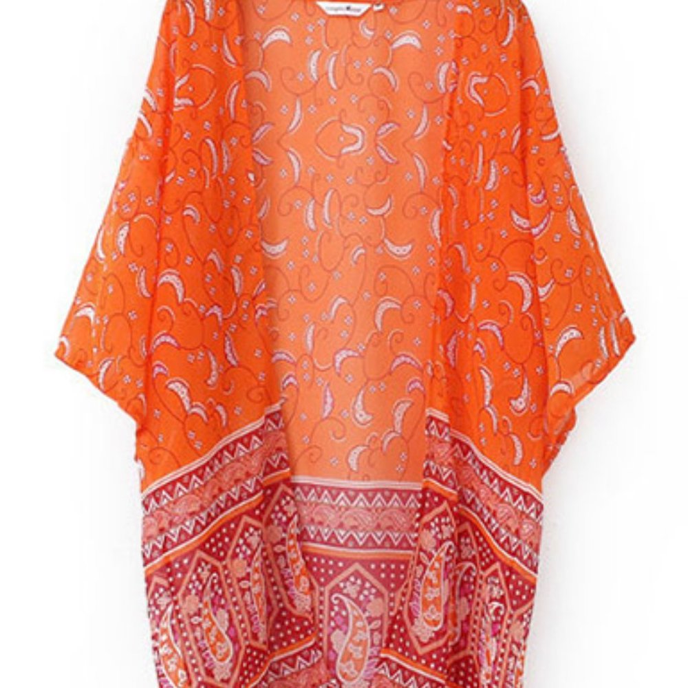 ARNHEM Sugar Orange Longline Kimono Duster - Picture 9 of 11